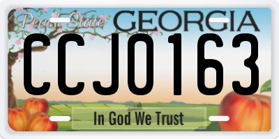GA license plate CCJ0163