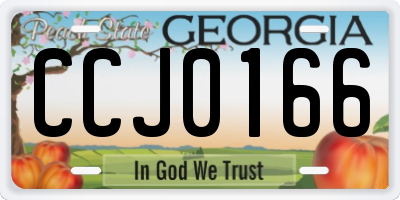 GA license plate CCJ0166