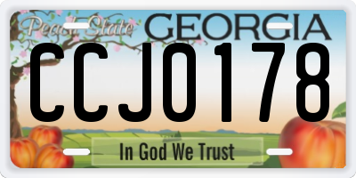 GA license plate CCJ0178