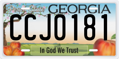 GA license plate CCJ0181