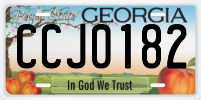 GA license plate CCJ0182