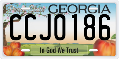 GA license plate CCJ0186
