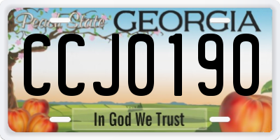GA license plate CCJ0190