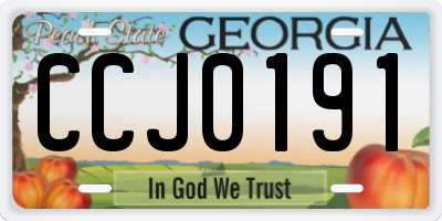 GA license plate CCJ0191