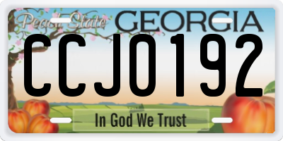 GA license plate CCJ0192