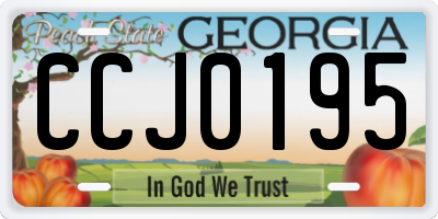 GA license plate CCJ0195