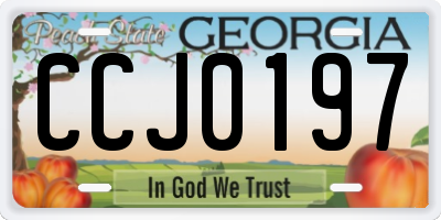 GA license plate CCJ0197