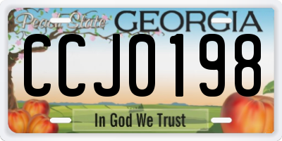 GA license plate CCJ0198