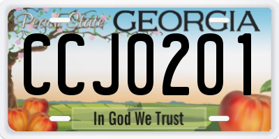 GA license plate CCJ0201