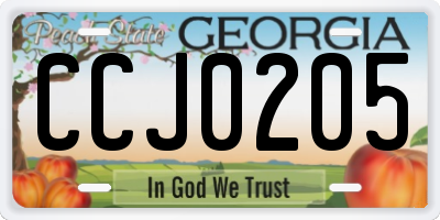 GA license plate CCJ0205