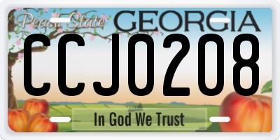 GA license plate CCJ0208