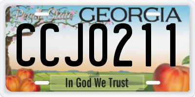 GA license plate CCJ0211