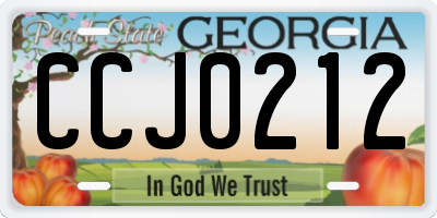 GA license plate CCJ0212