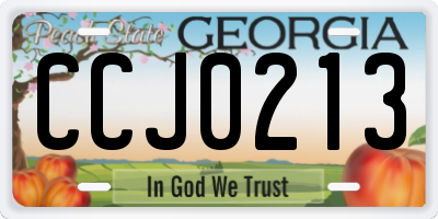 GA license plate CCJ0213