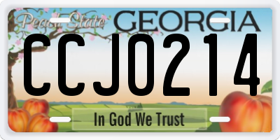 GA license plate CCJ0214