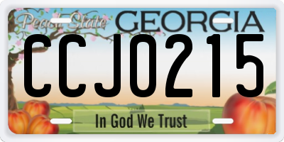 GA license plate CCJ0215