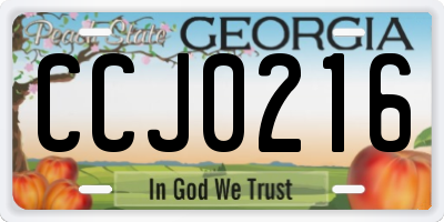 GA license plate CCJ0216