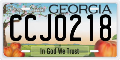 GA license plate CCJ0218