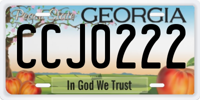 GA license plate CCJ0222