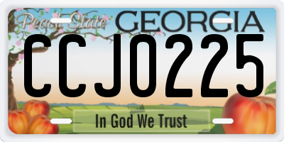 GA license plate CCJ0225