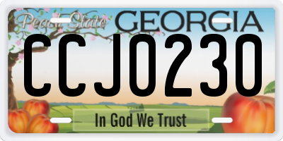 GA license plate CCJ0230