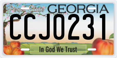 GA license plate CCJ0231