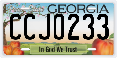 GA license plate CCJ0233