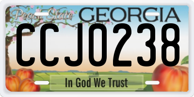 GA license plate CCJ0238