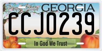 GA license plate CCJ0239