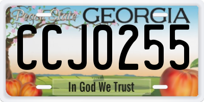 GA license plate CCJ0255