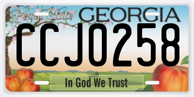 GA license plate CCJ0258