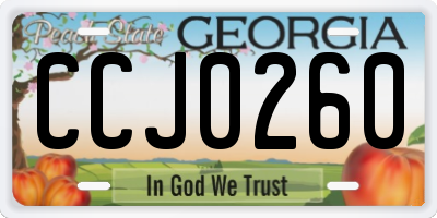 GA license plate CCJ0260