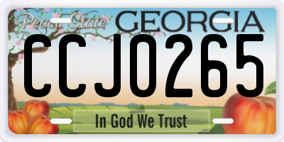 GA license plate CCJ0265