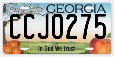 GA license plate CCJ0275