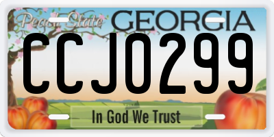 GA license plate CCJ0299