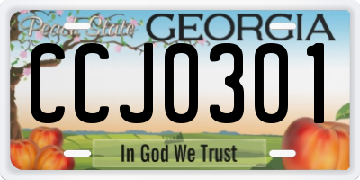 GA license plate CCJ0301