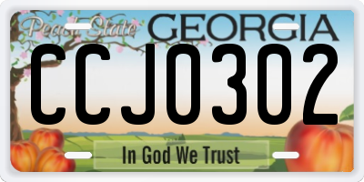 GA license plate CCJ0302