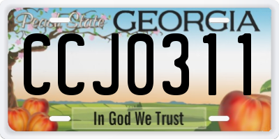 GA license plate CCJ0311