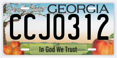GA license plate CCJ0312