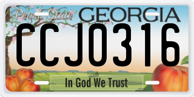 GA license plate CCJ0316