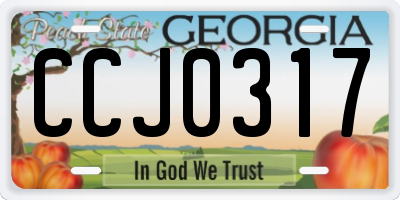 GA license plate CCJ0317
