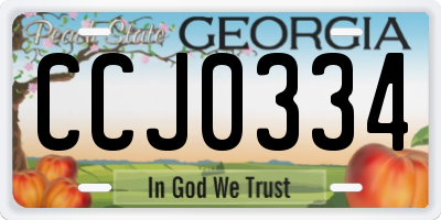 GA license plate CCJ0334