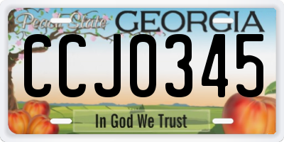 GA license plate CCJ0345