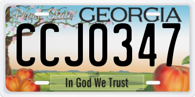 GA license plate CCJ0347