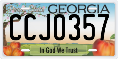 GA license plate CCJ0357