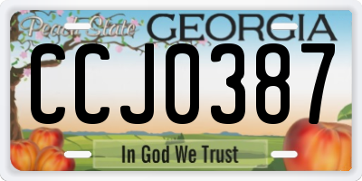 GA license plate CCJ0387