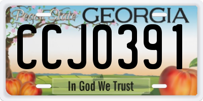 GA license plate CCJ0391