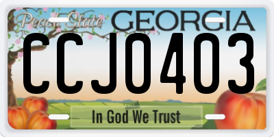 GA license plate CCJ0403