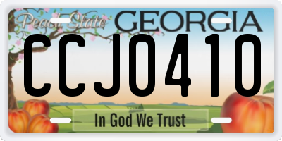 GA license plate CCJ0410