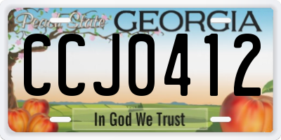 GA license plate CCJ0412